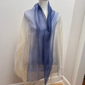 Stunning Gradient Blue & Cream Wool/Silk Shawl